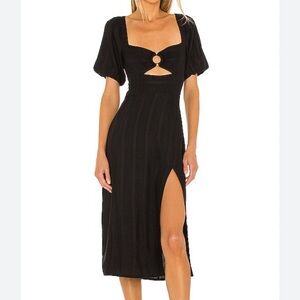 L*Space Black Midi Dress with Cut-Out and Slit